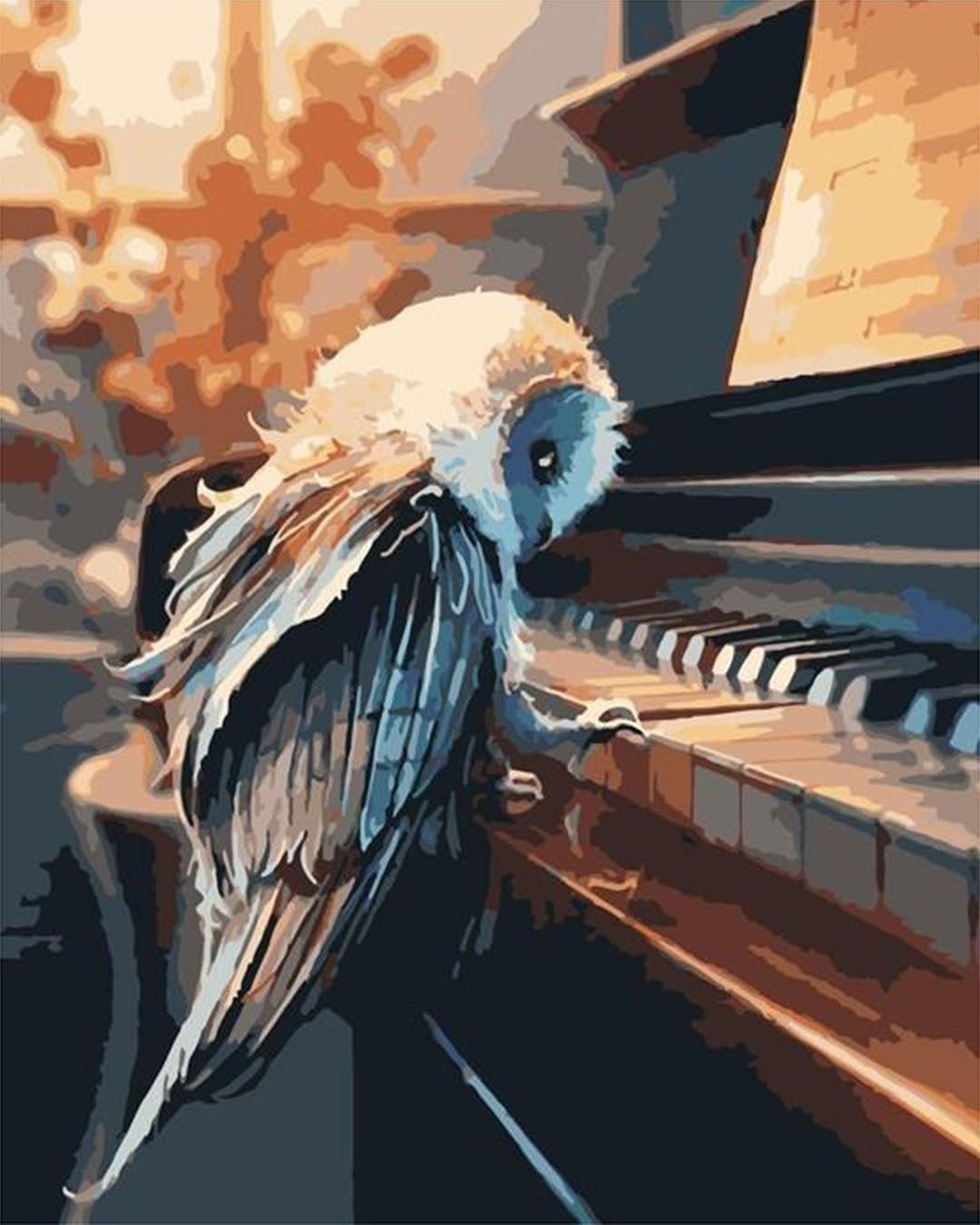 Owl Playing Piano paint by numbers kit