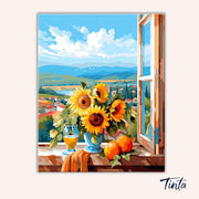 Sunflowers by the Window paint by numbers kit