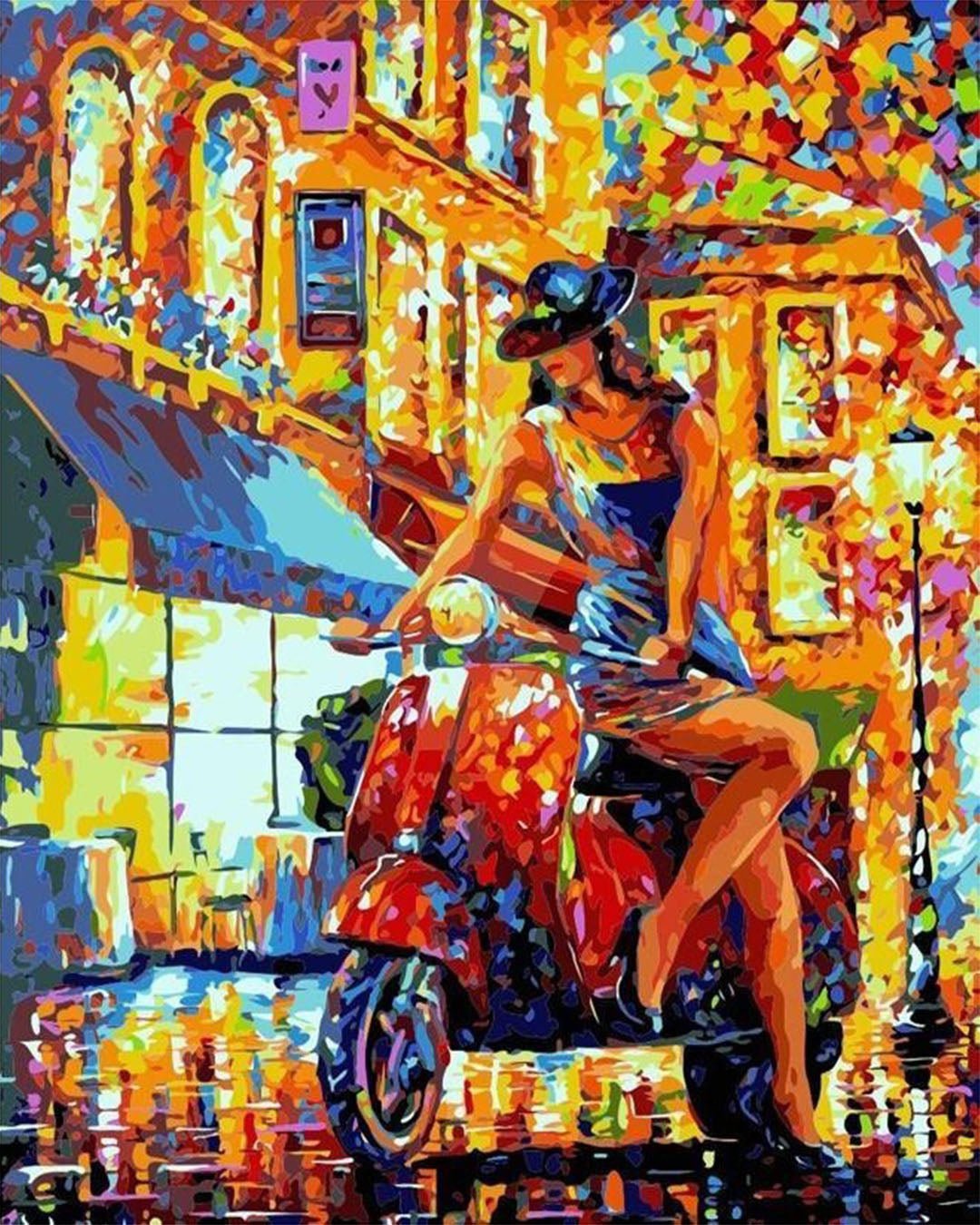 Painting Of Scoter Women In Italy paint by numbers kit