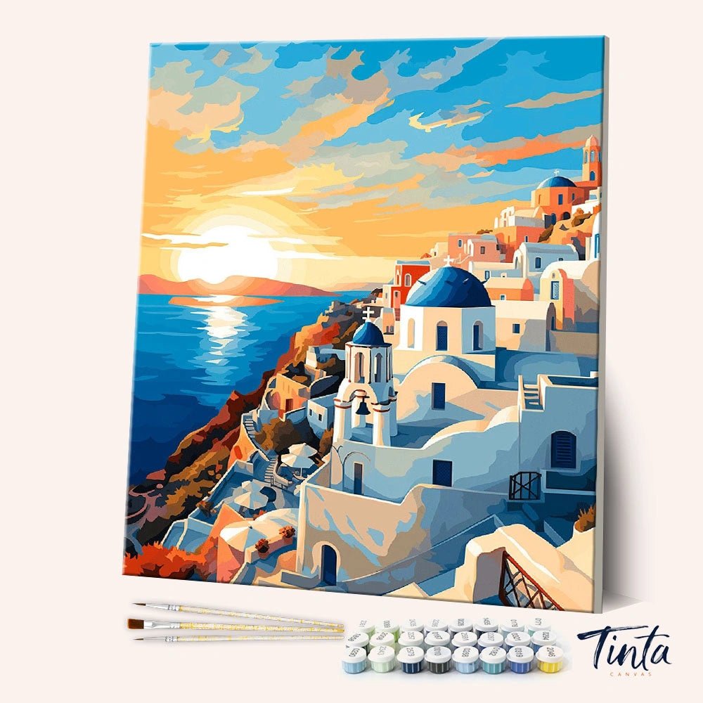 Santorini Sunsets paint by numbers kit