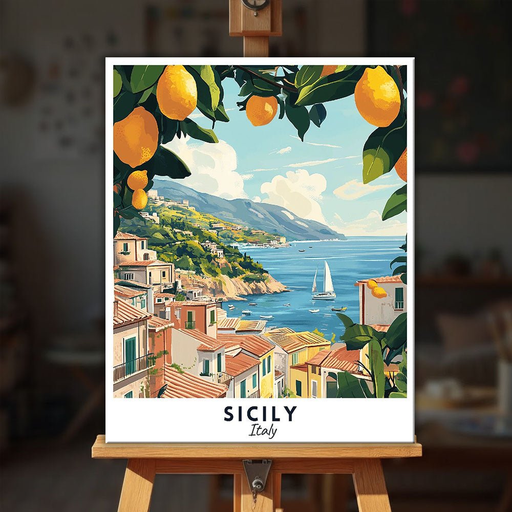Sicily - Travel Poster paint by numbers kit