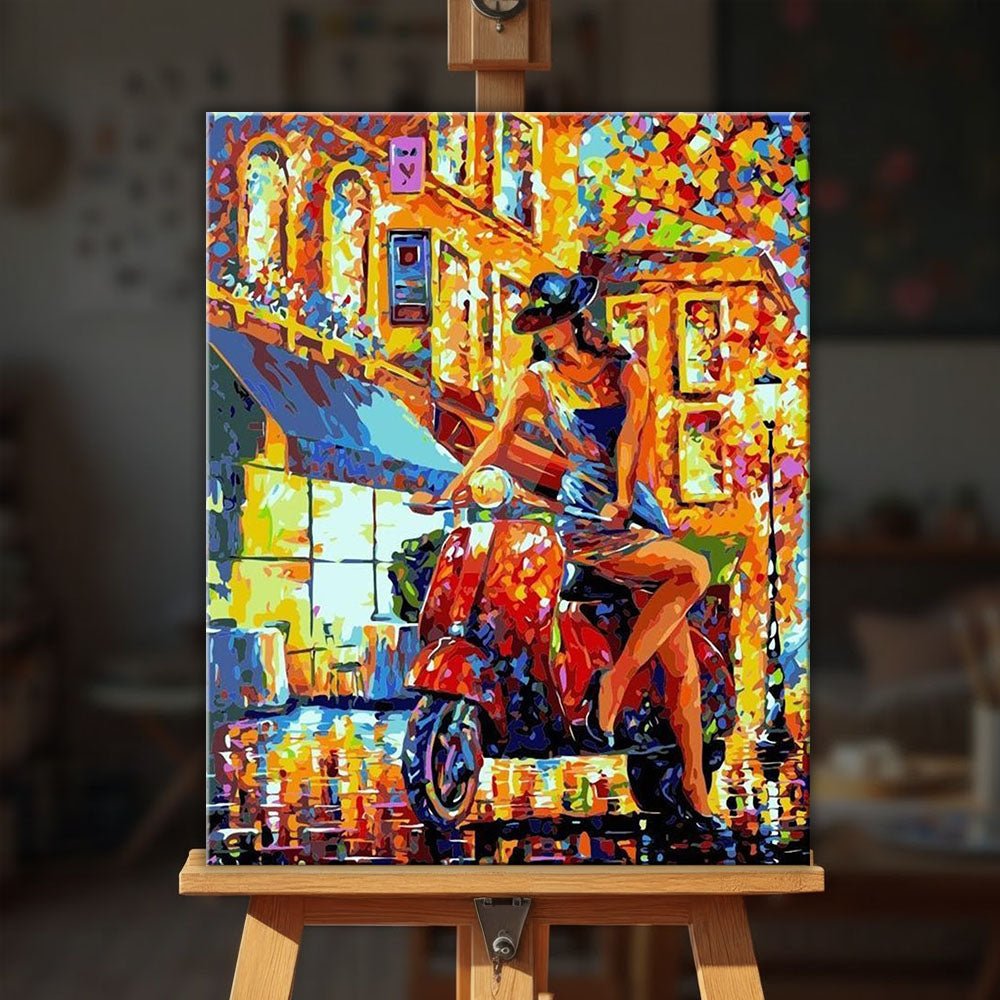 Painting Of Scoter Women In Italy paint by numbers kit