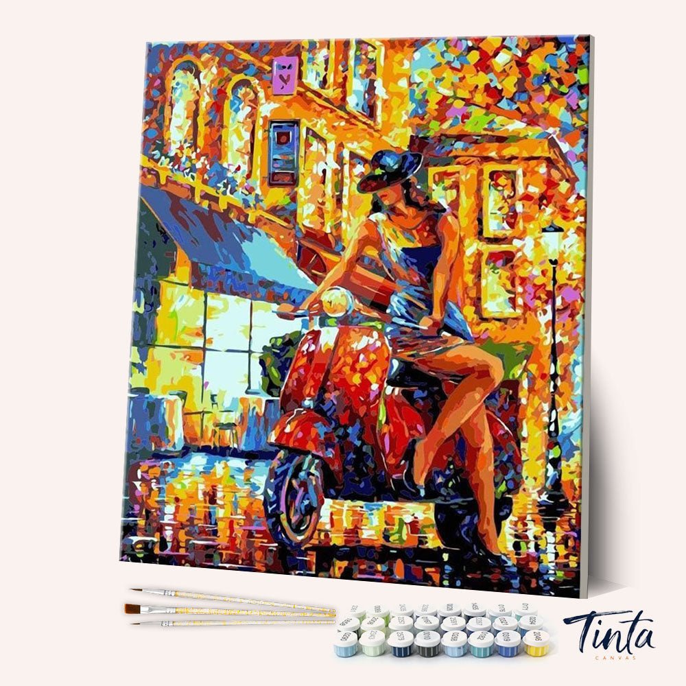 Painting Of Scoter Women In Italy paint by numbers kit