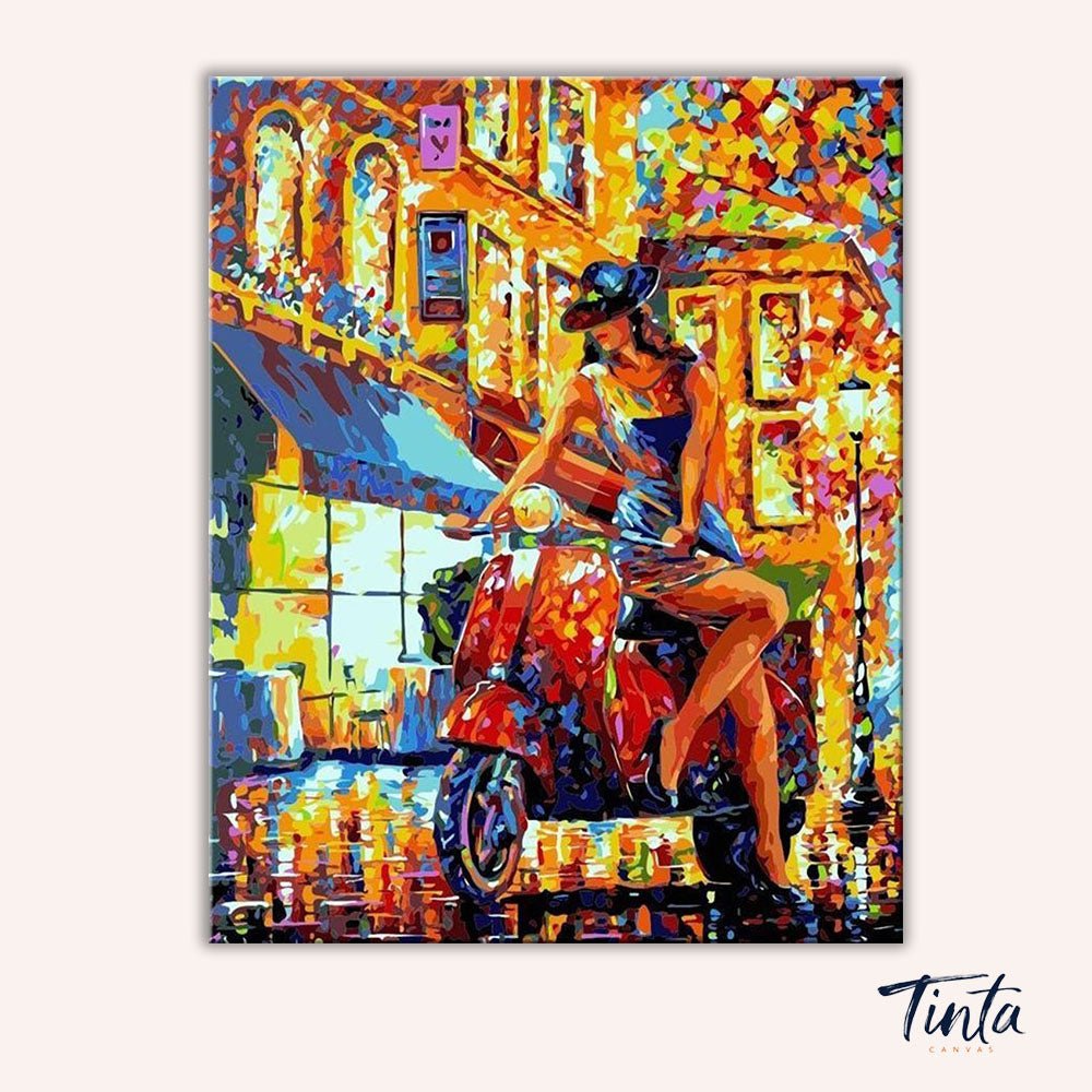 Painting Of Scoter Women In Italy paint by numbers kit