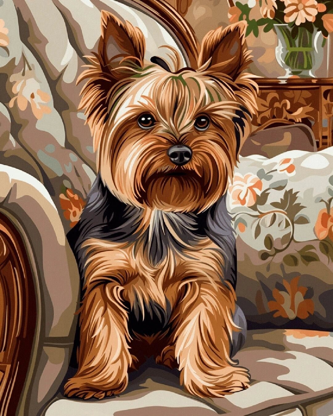Seated Yorkie paint by numbers kit