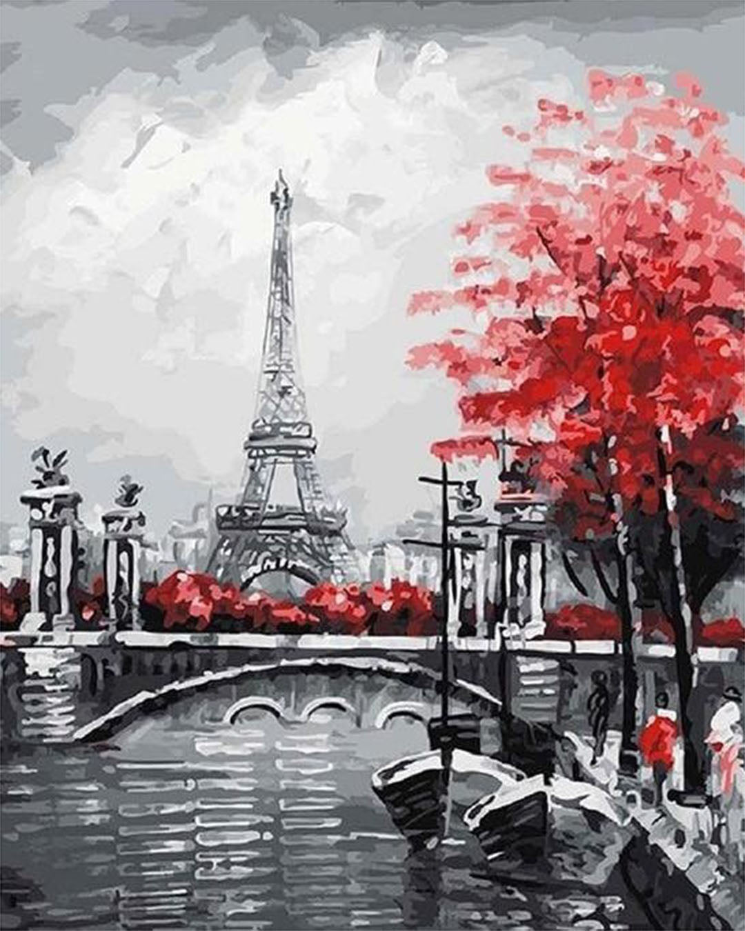Paris River Landscape paint by numbers kit