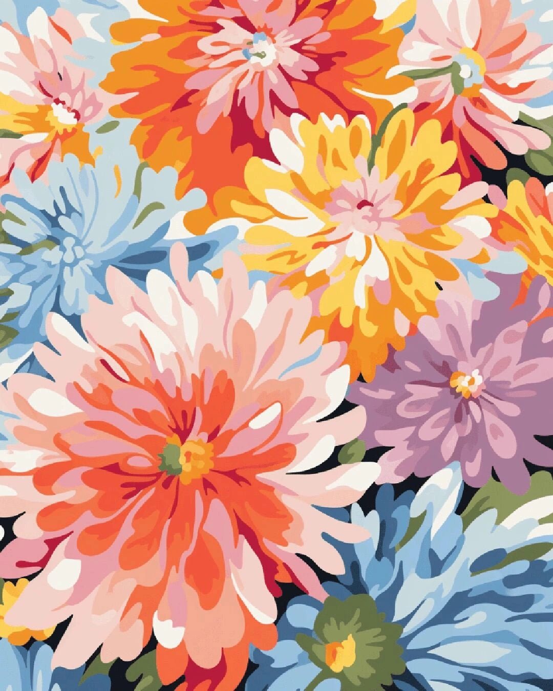 Floral Riot paint by numbers kit