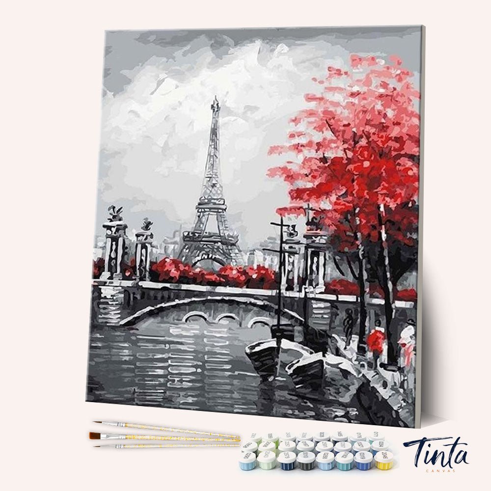 Paris River Landscape paint by numbers kit