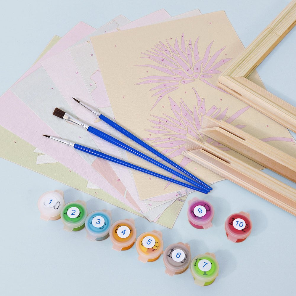 Modern Floral Harmony - Mini Paint by Numbers Kit (6 Pieces) paint by numbers kit