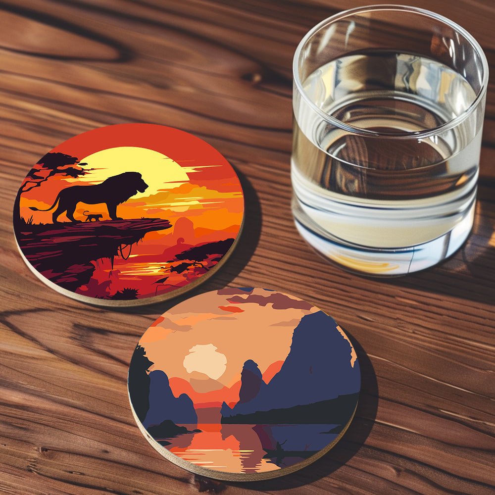 Sunset Landscape Silhouettes - Coasters Paint by Numbers Kit (6 Pieces) paint by numbers kit