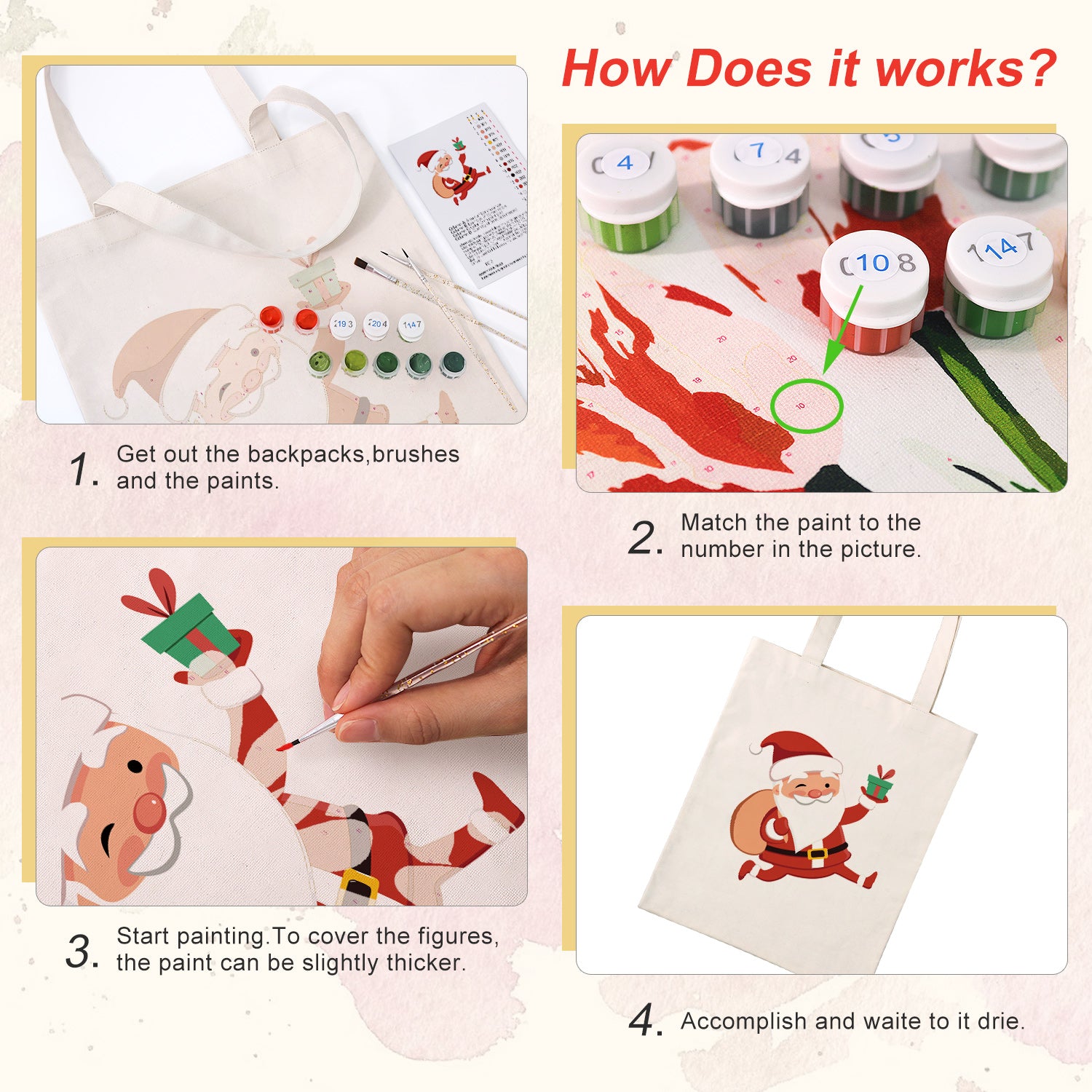 Jolly Santa Carry Bag paint by numbers kit