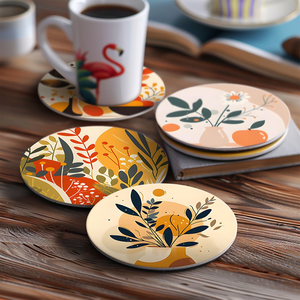 Modern Botanical Art - Coasters Paint by Numbers Kit (6 Pieces) paint by numbers kit