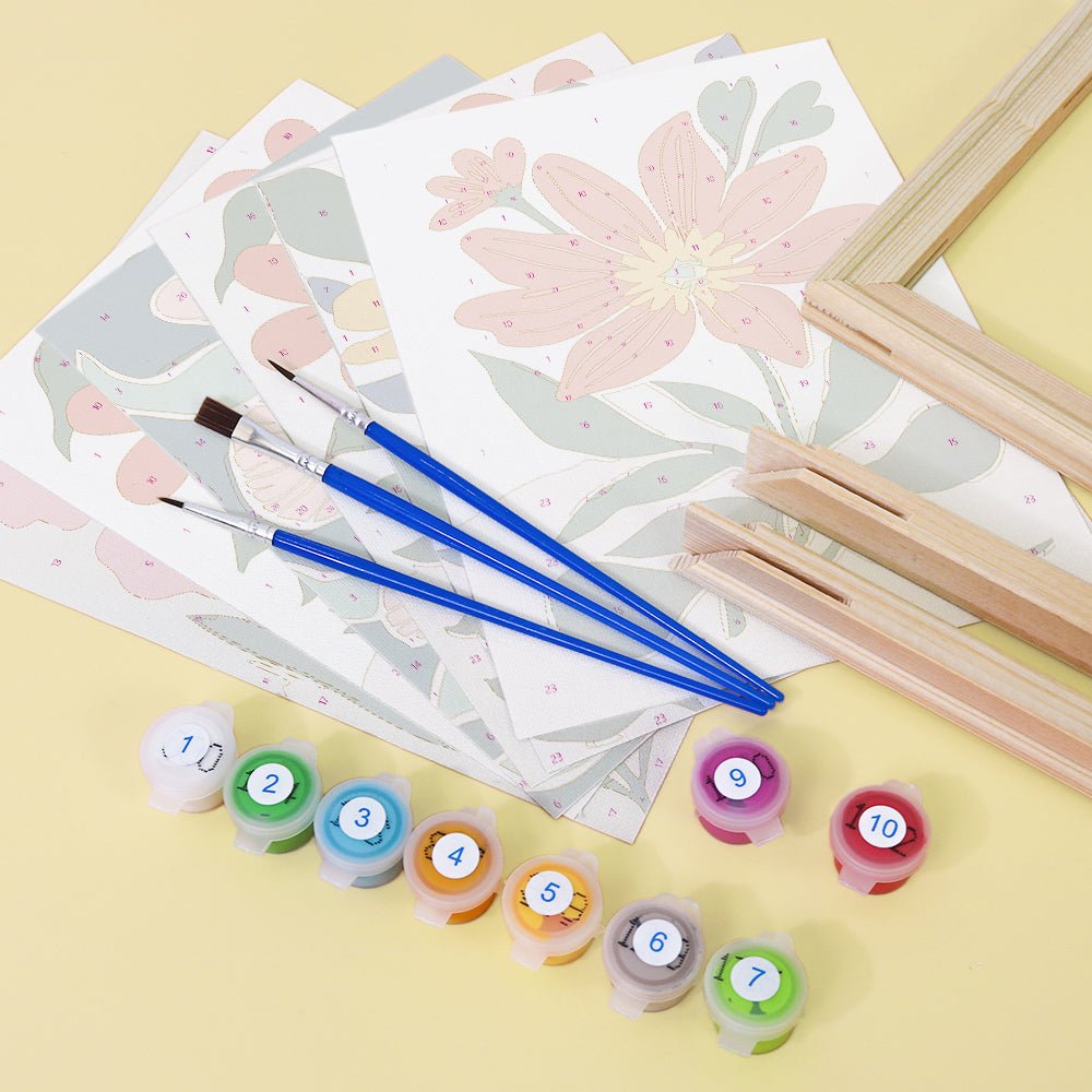 Golden Garden Reverie - Mini Paint by Numbers Kit (6 Piece paint by numbers kit
