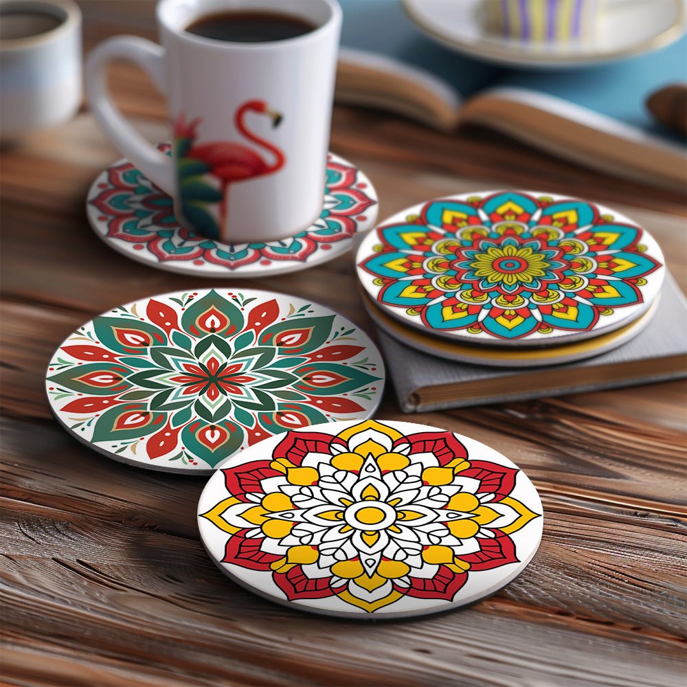 Colorful Mandala Patterns - Coasters Paint by Numbers Kit (6 Pieces) paint by numbers kit