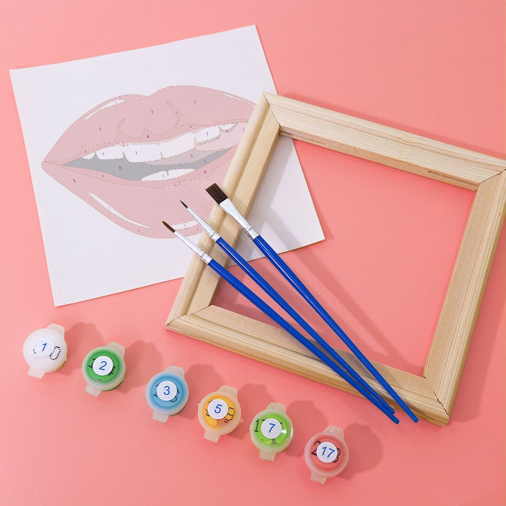 Bold Red Kiss - Mini Paint by Numbers Kit (6 Pieces) paint by numbers kit