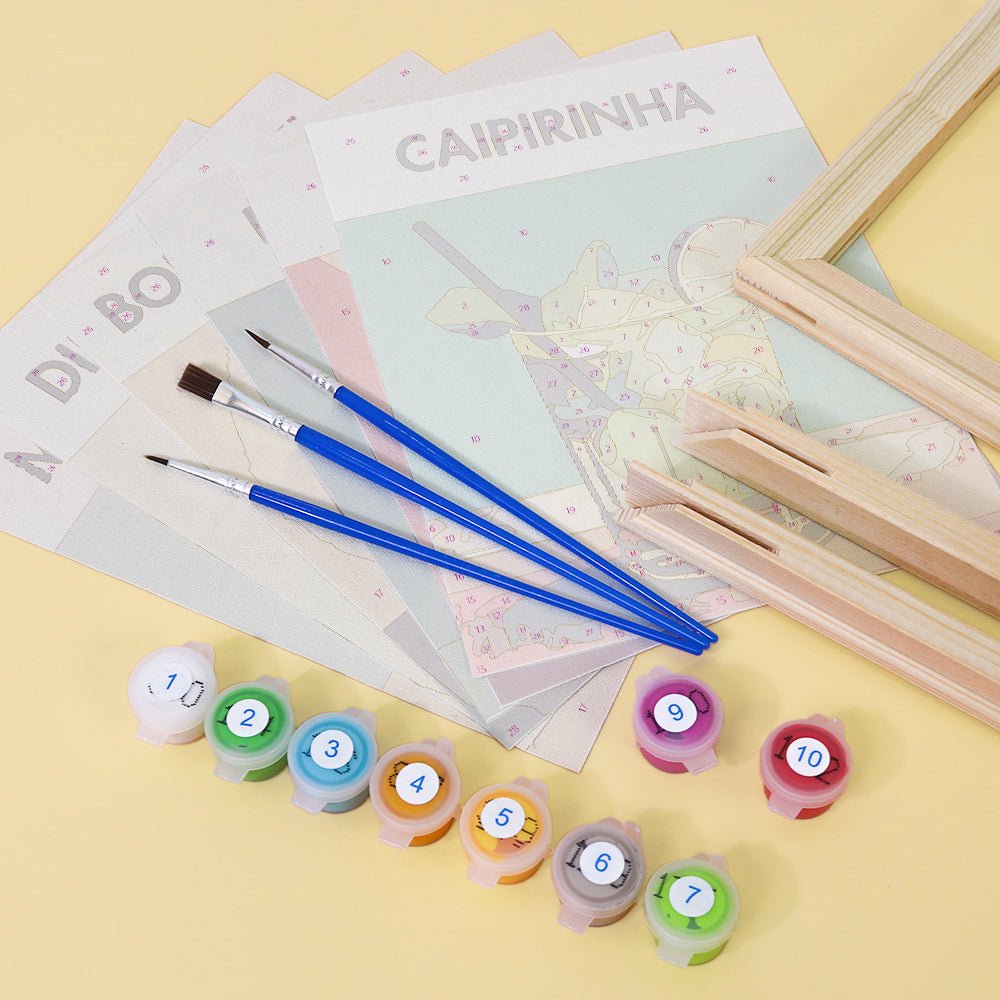 Sip & Paint Cocktails - Mini Paint by Numbers Kit (6 Pieces) paint by numbers kit