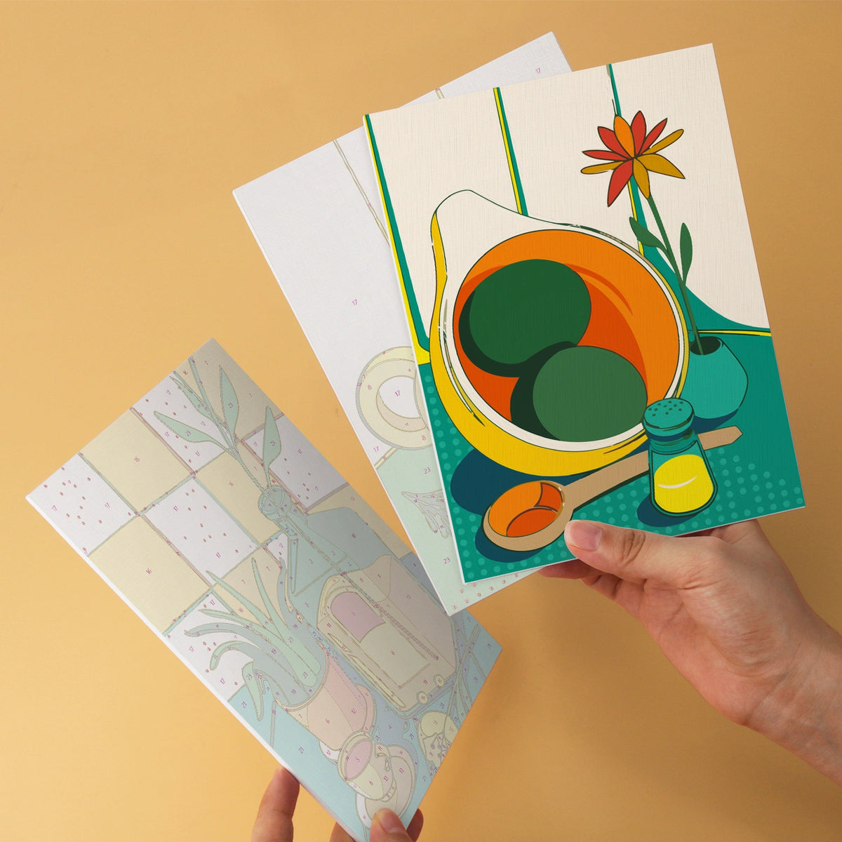 Retro Mediterranean Still Life - Mini Paint by Numbers (6 Pieces)