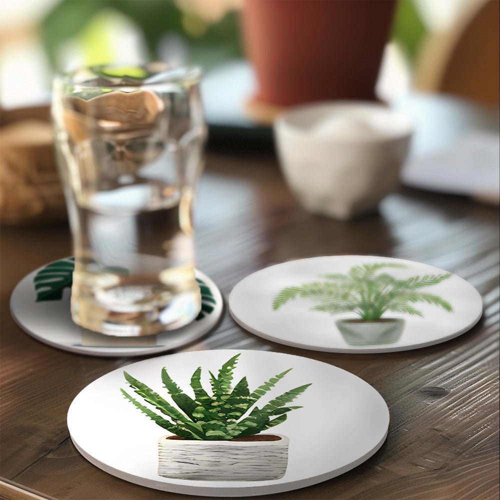 Indoor Green Plants - Coasters Paint by Numbers Kit (6 Pieces) paint by numbers kit