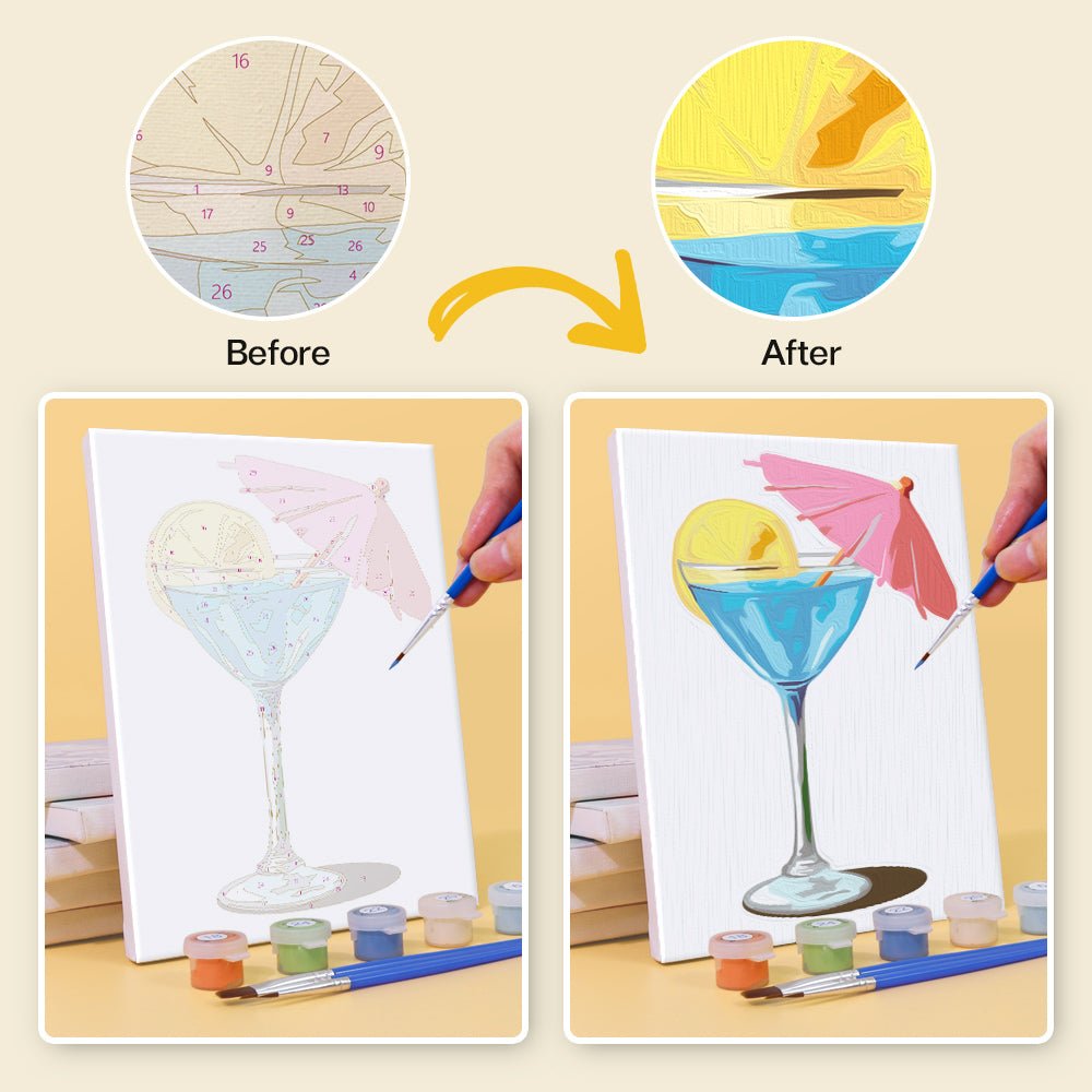 Sunlit Sips - Mini Paint by Numbers Kit (6 Pieces) paint by numbers kit