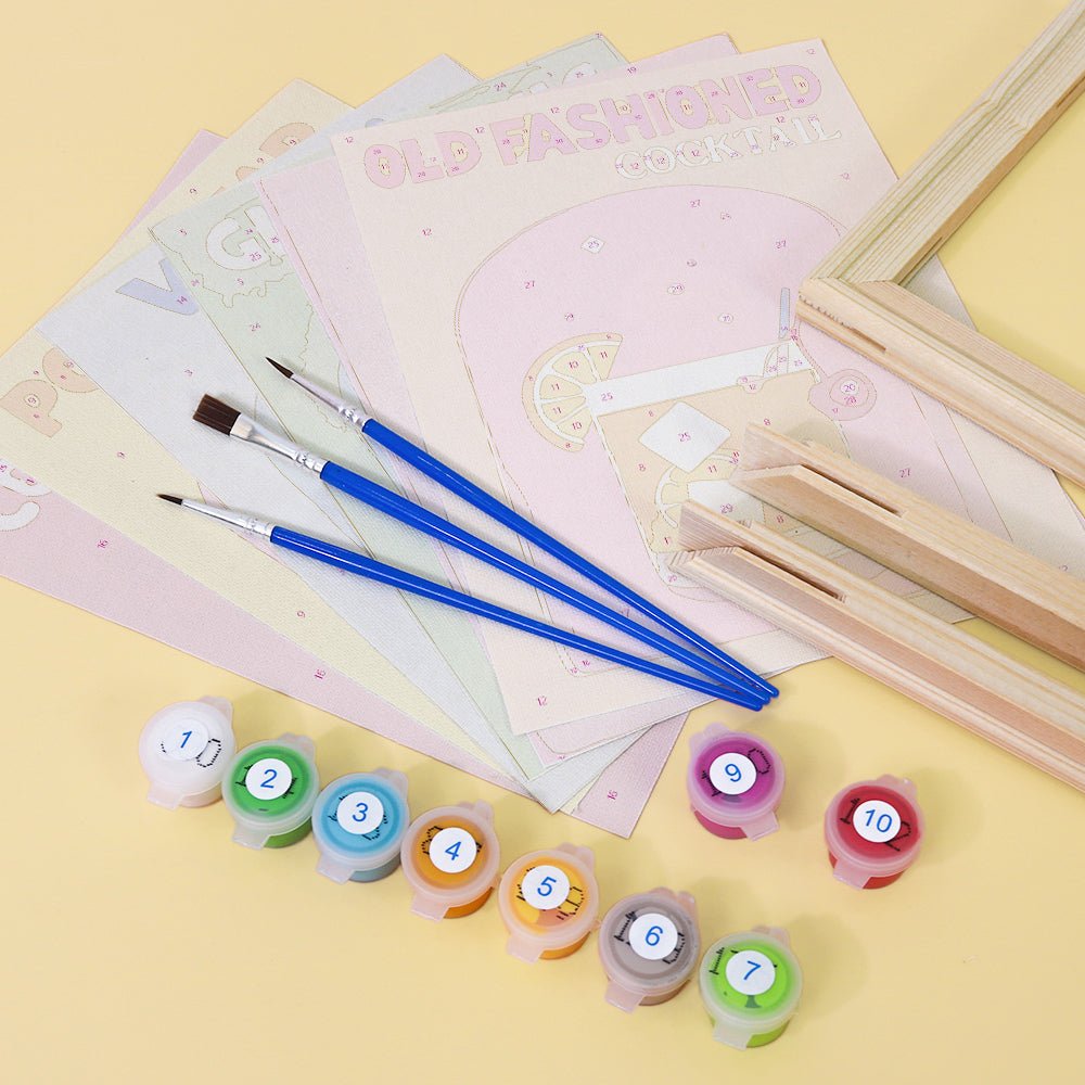 Pop Cocktail Parade - Mini Paint by Numbers Kit (6 Pieces) paint by numbers kit