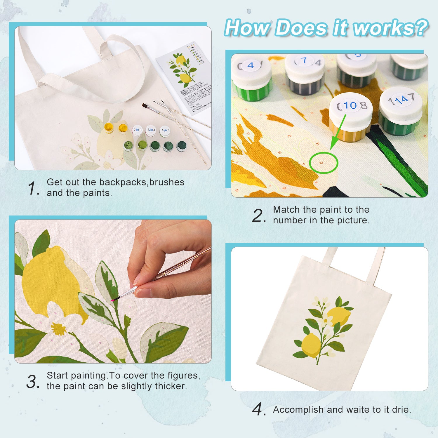 Lemon Grove Carry Bag paint by numbers kit
