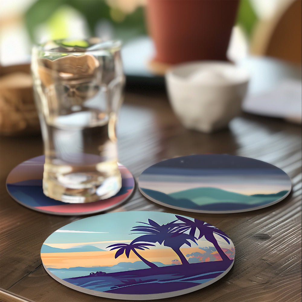 Serene Sunset Landscapes - Coasters Paint by Numbers Kit (6 Pieces) paint by numbers kit