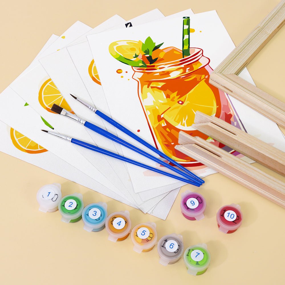 Citrus Mason Drinks - Mini Paint by Numbers Kit (6 Pieces) paint by numbers kit