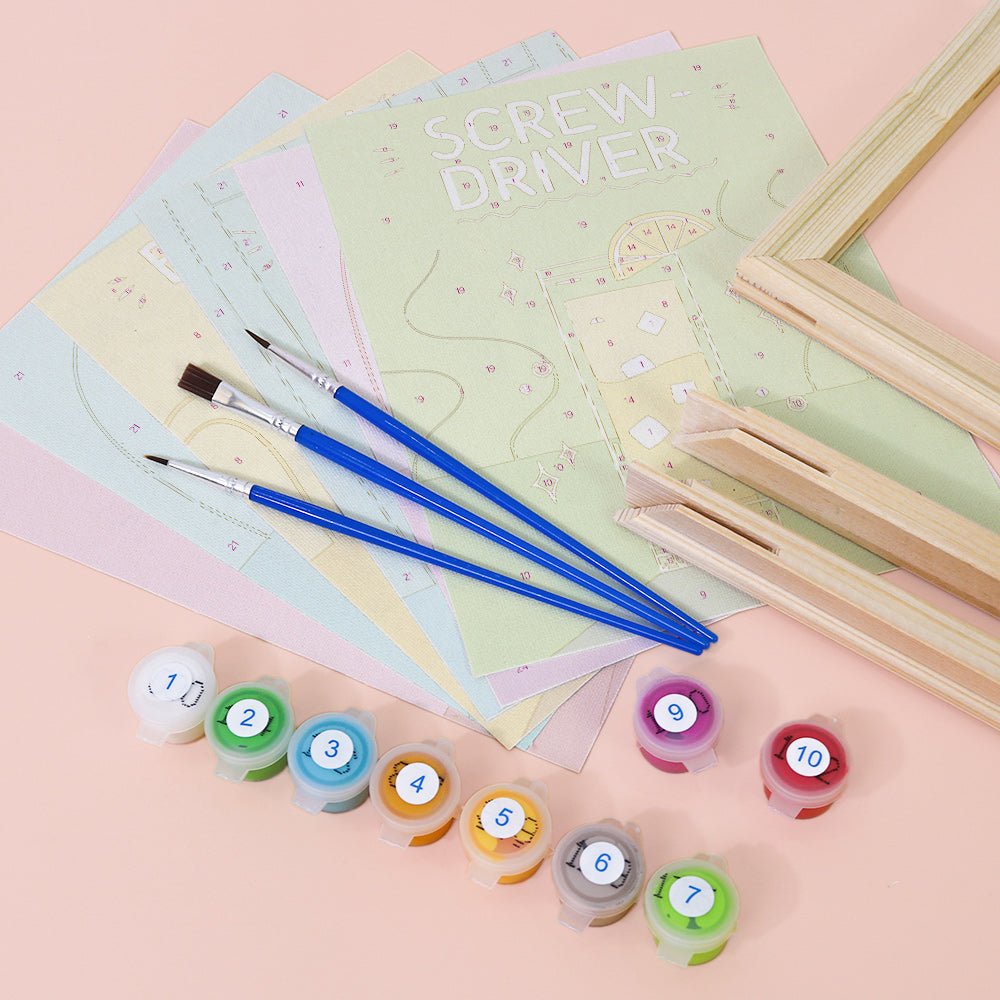Cocktail Classics - Mini Paint by Numbers Kit (6 Pieces) paint by numbers kit