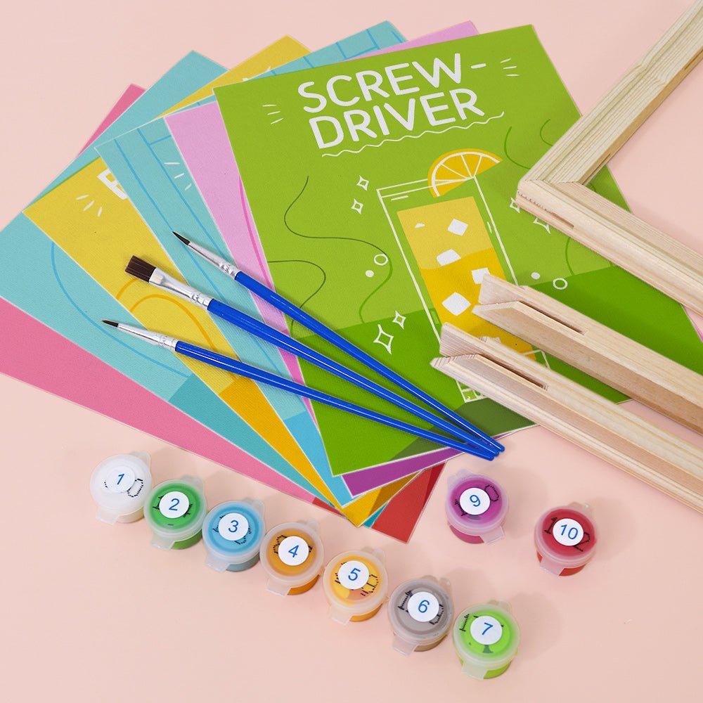 Cocktail Classics - Mini Paint by Numbers Kit (6 Pieces) paint by numbers kit