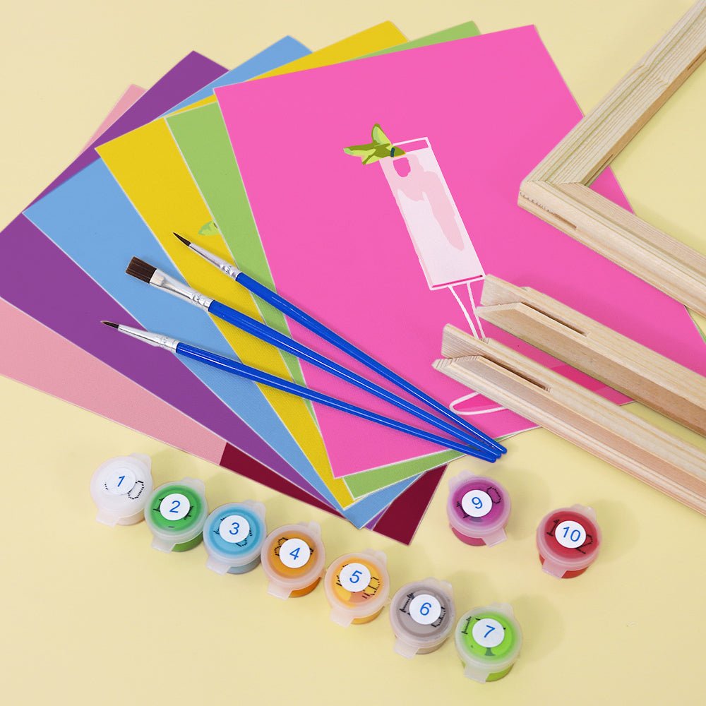 Velvet Cocktail Evenings - Mini Paint by Numbers Kit (6 Pieces) paint by numbers kit