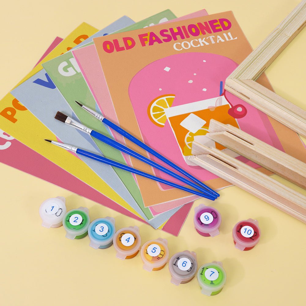 Pop Cocktail Parade - Mini Paint by Numbers Kit (6 Pieces) paint by numbers kit