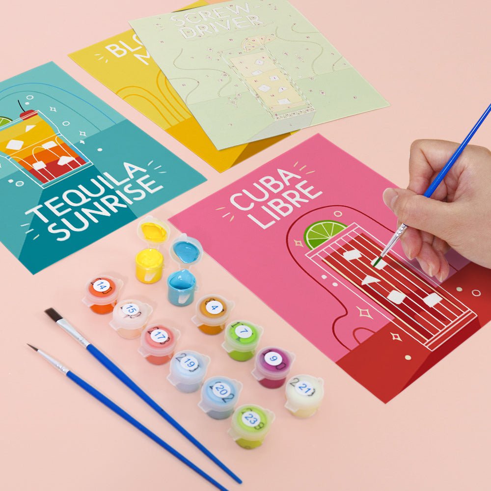 Cocktail Classics - Mini Paint by Numbers Kit (6 Pieces) paint by numbers kit