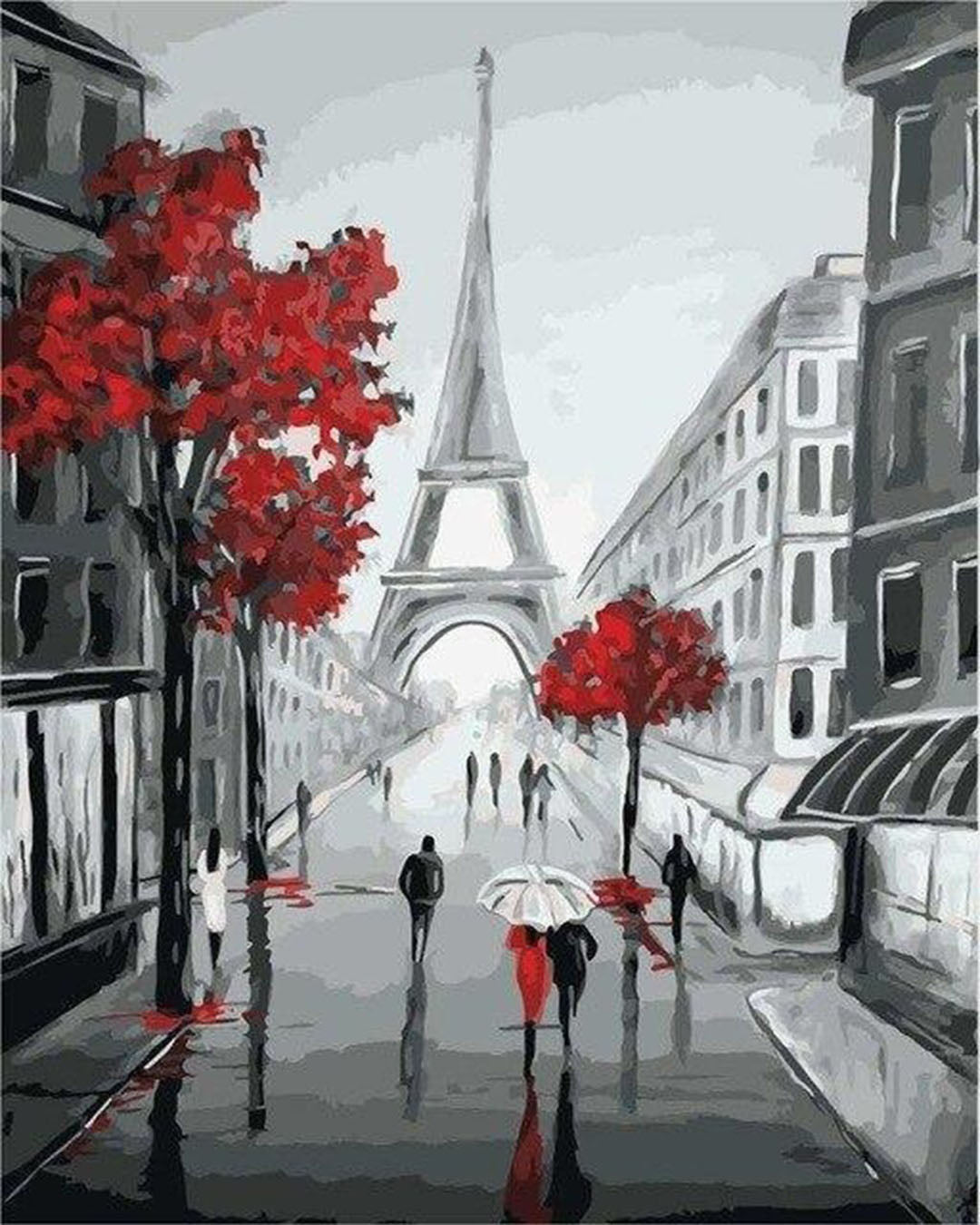 Paris street view paint by numbers kit