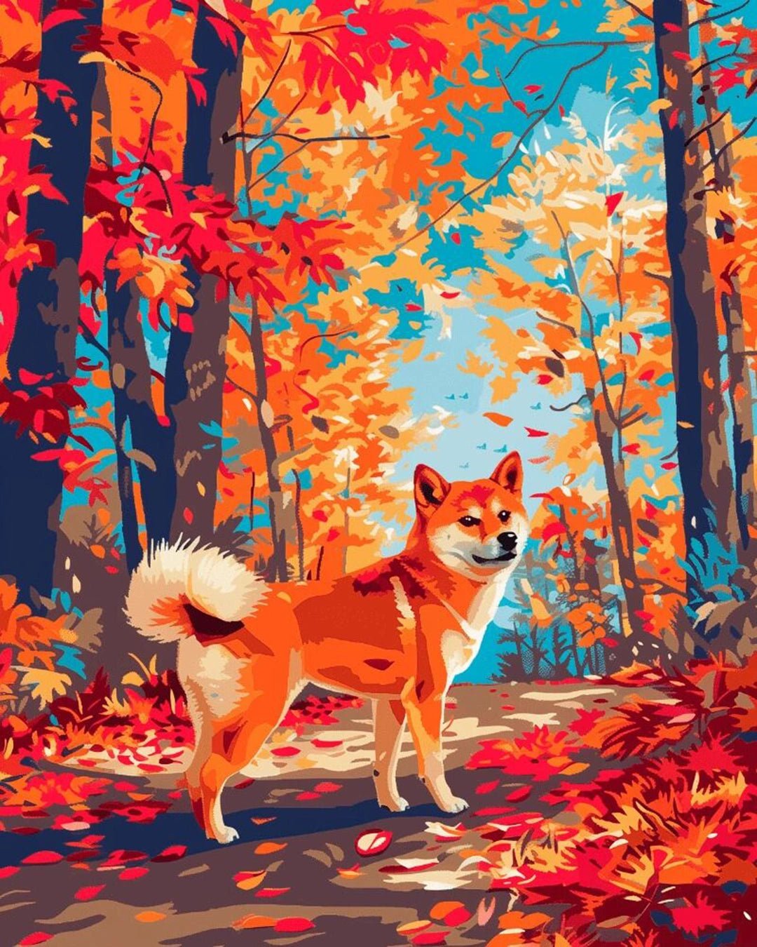Shiba in Fall paint by numbers kit
