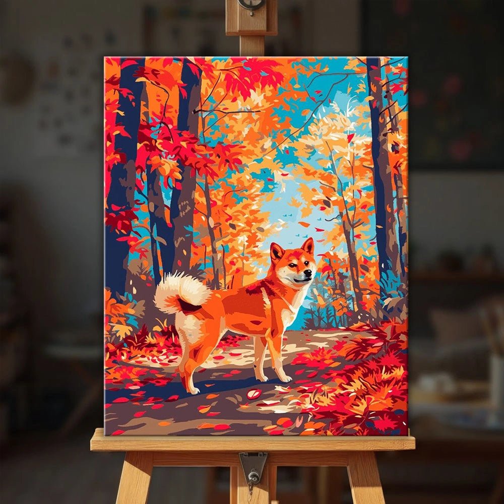 Shiba in Fall paint by numbers kit