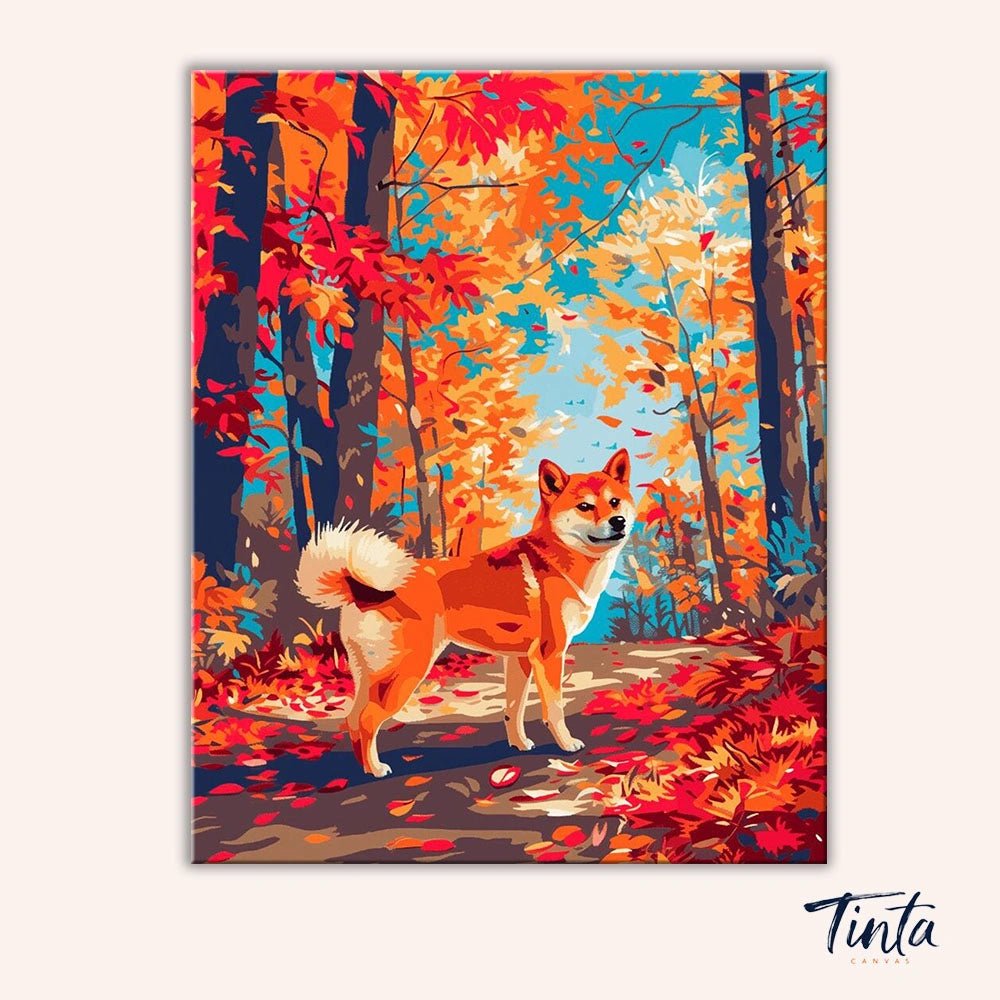 Shiba in Fall paint by numbers kit