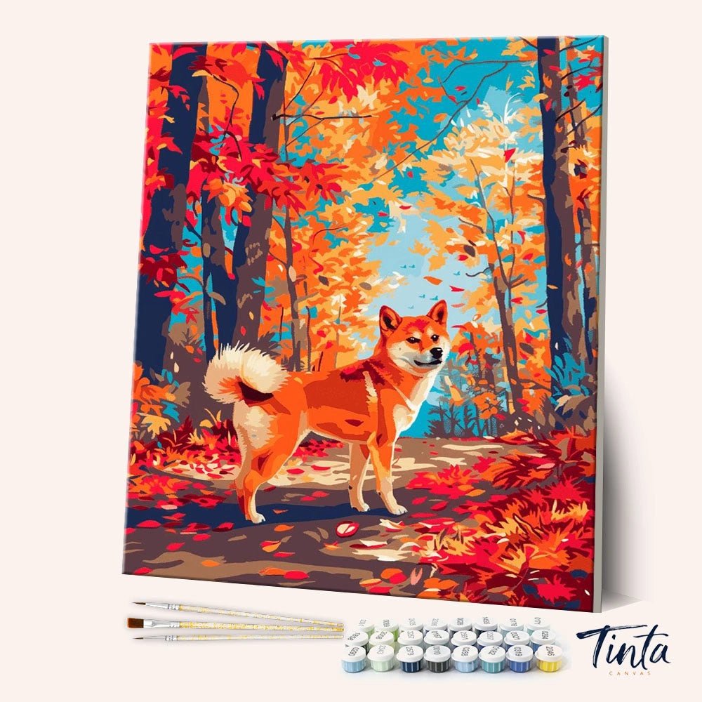 Shiba in Fall paint by numbers kit