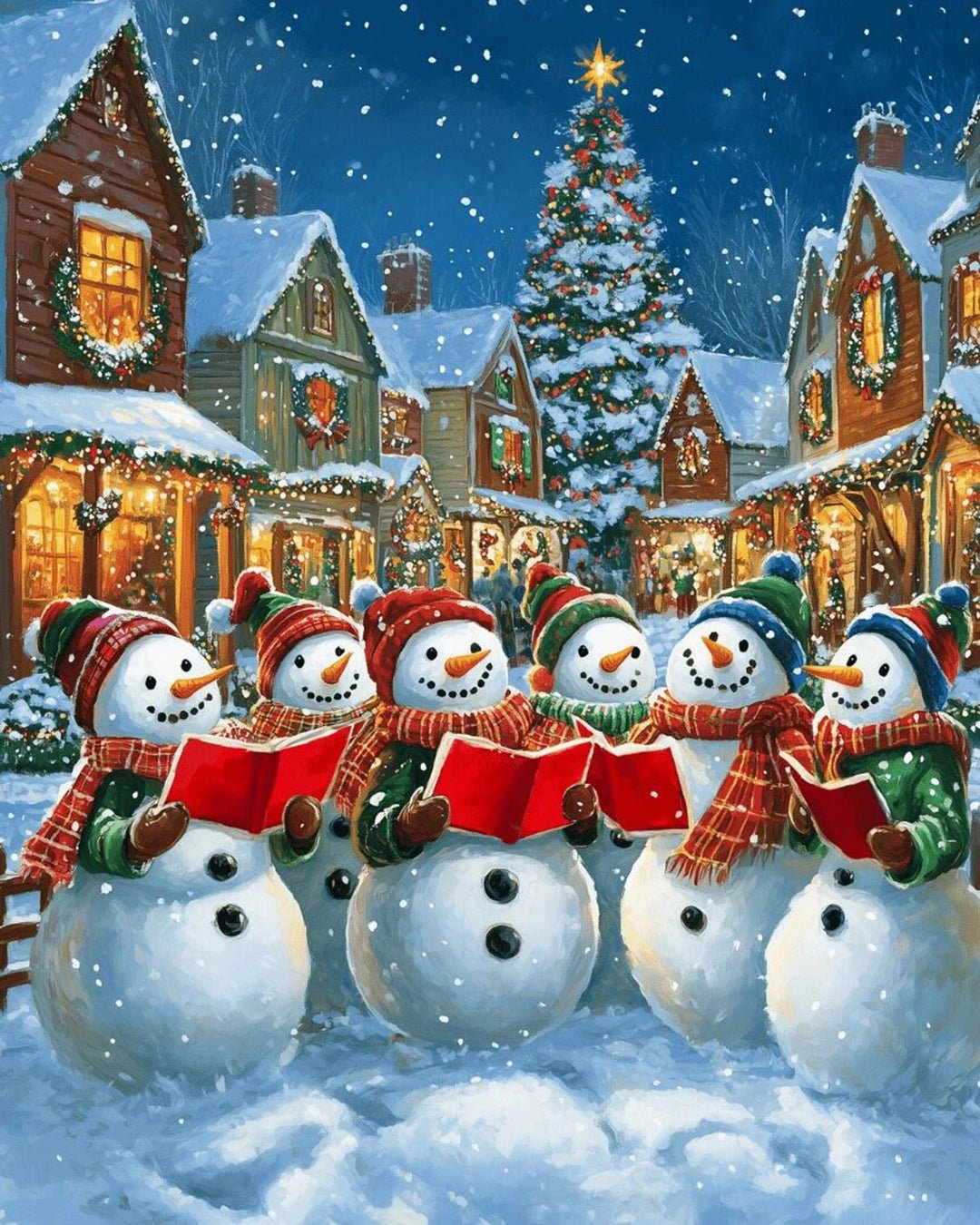 Snowmen Carol Night paint by numbers kit