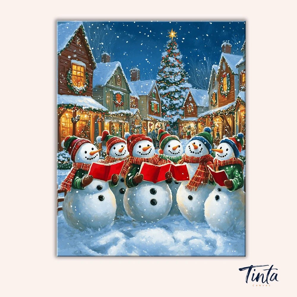 Snowmen Carol Night paint by numbers kit