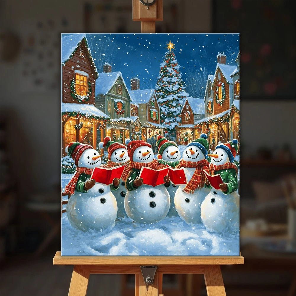 Snowmen Carol Night paint by numbers kit