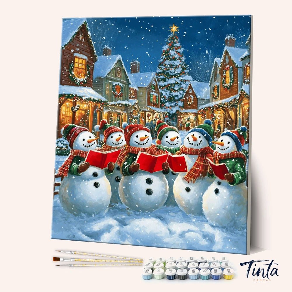 Snowmen Carol Night paint by numbers kit