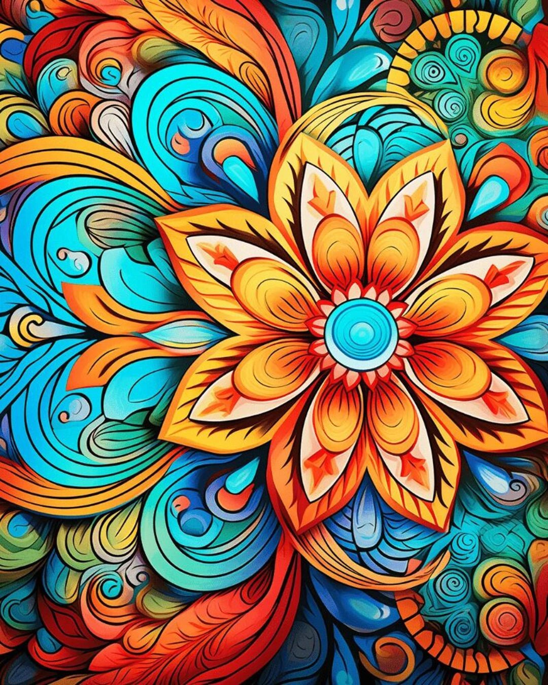 Radiant Bloom Mandala paint by numbers kit