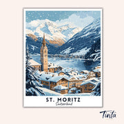St. Moritz - Travel Poster paint by numbers kit
