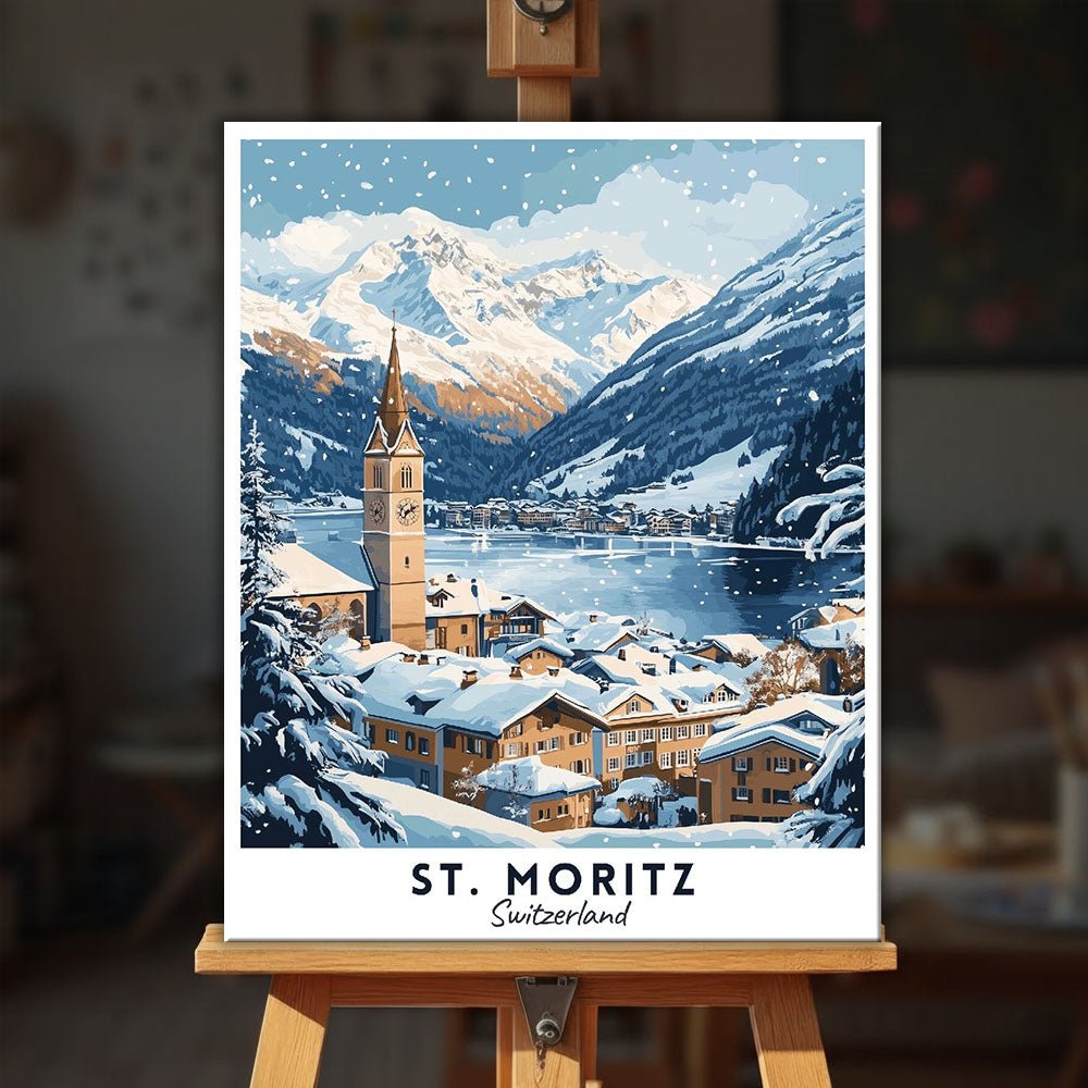 St. Moritz - Travel Poster paint by numbers kit