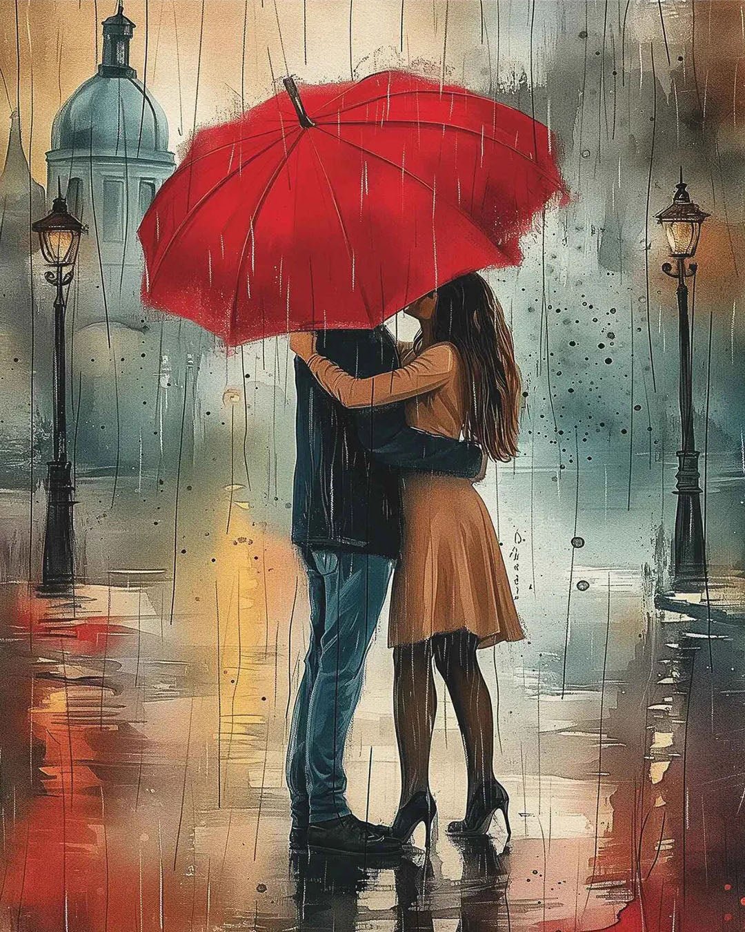 Under One Red Umbrella paint by numbers kit