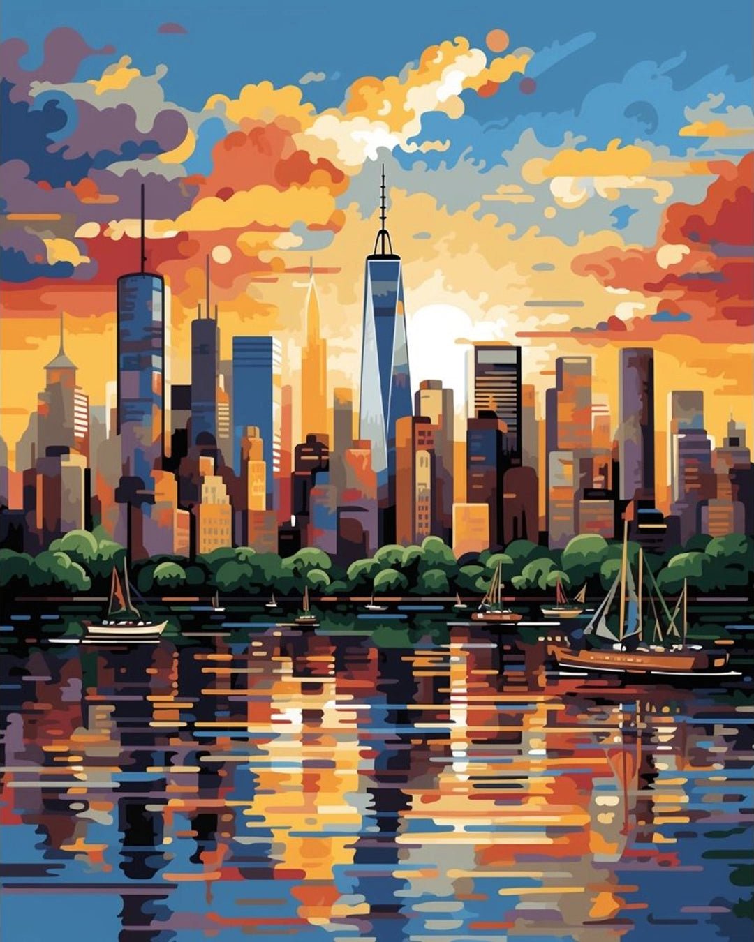 Skyscrapers City paint by numbers kit