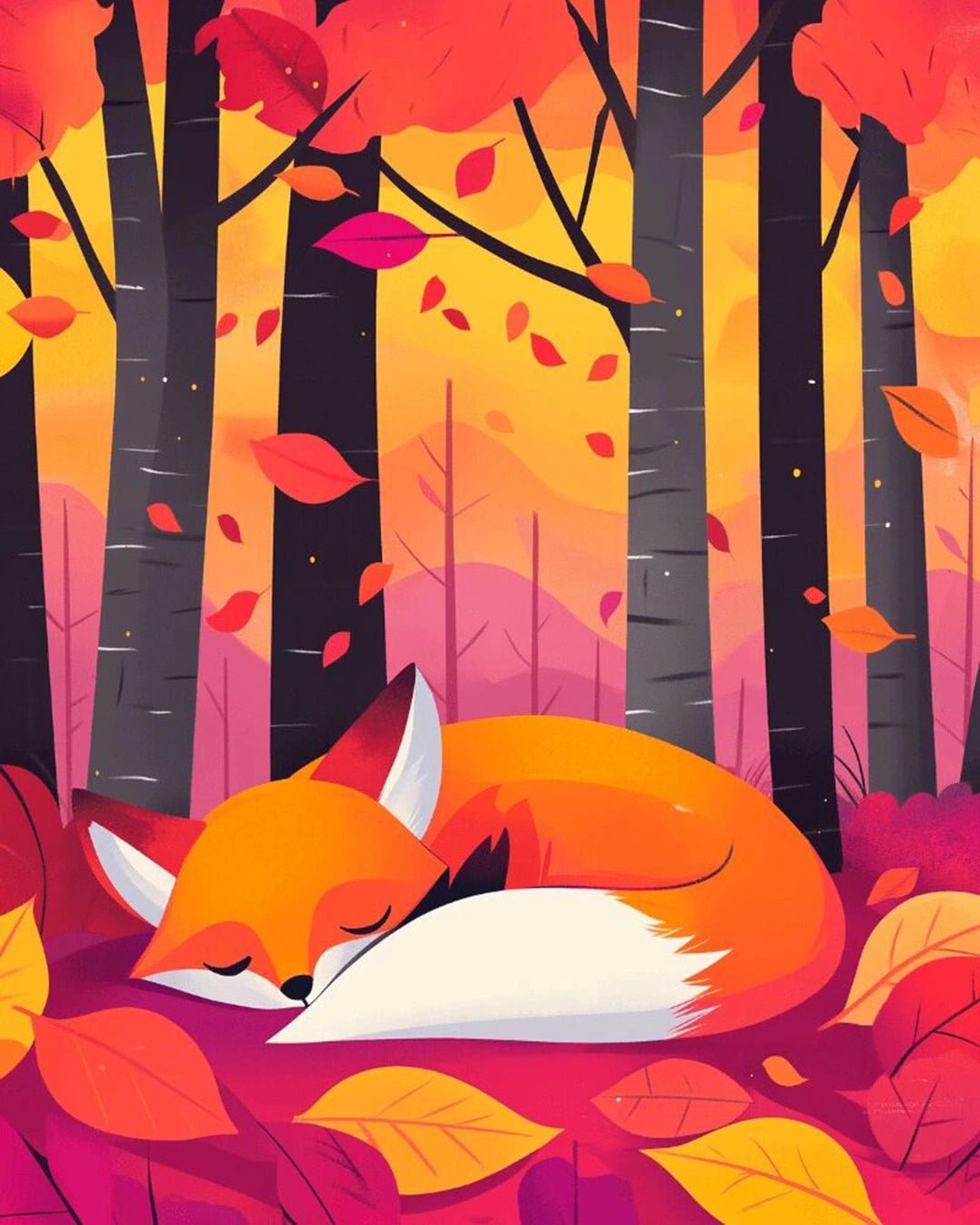 Autumn Fox Rest paint by numbers kit