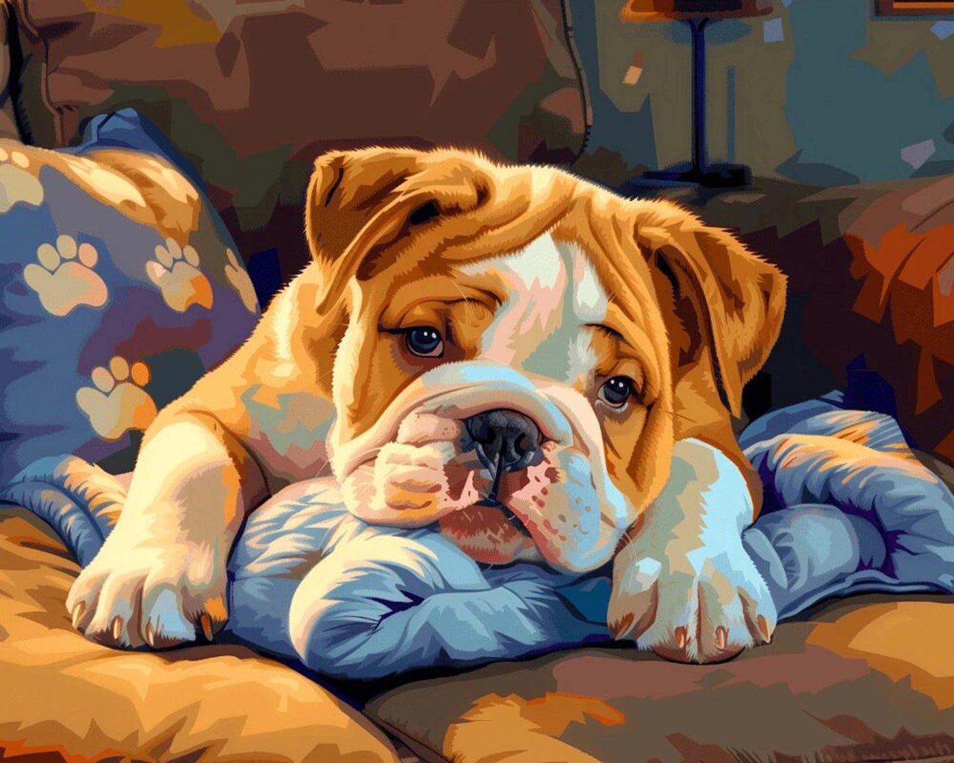 Sleepy Bulldog paint by numbers kit