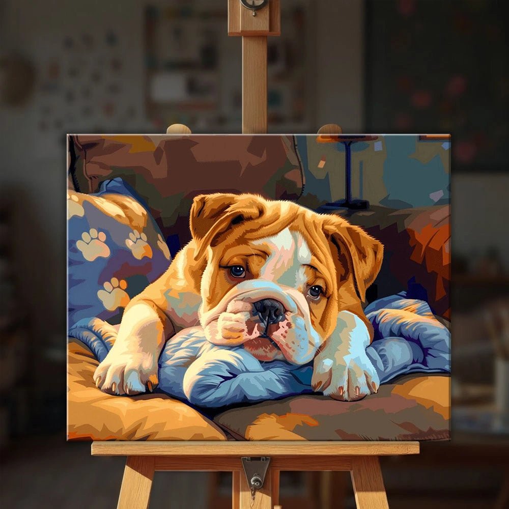 Sleepy Bulldog paint by numbers kit