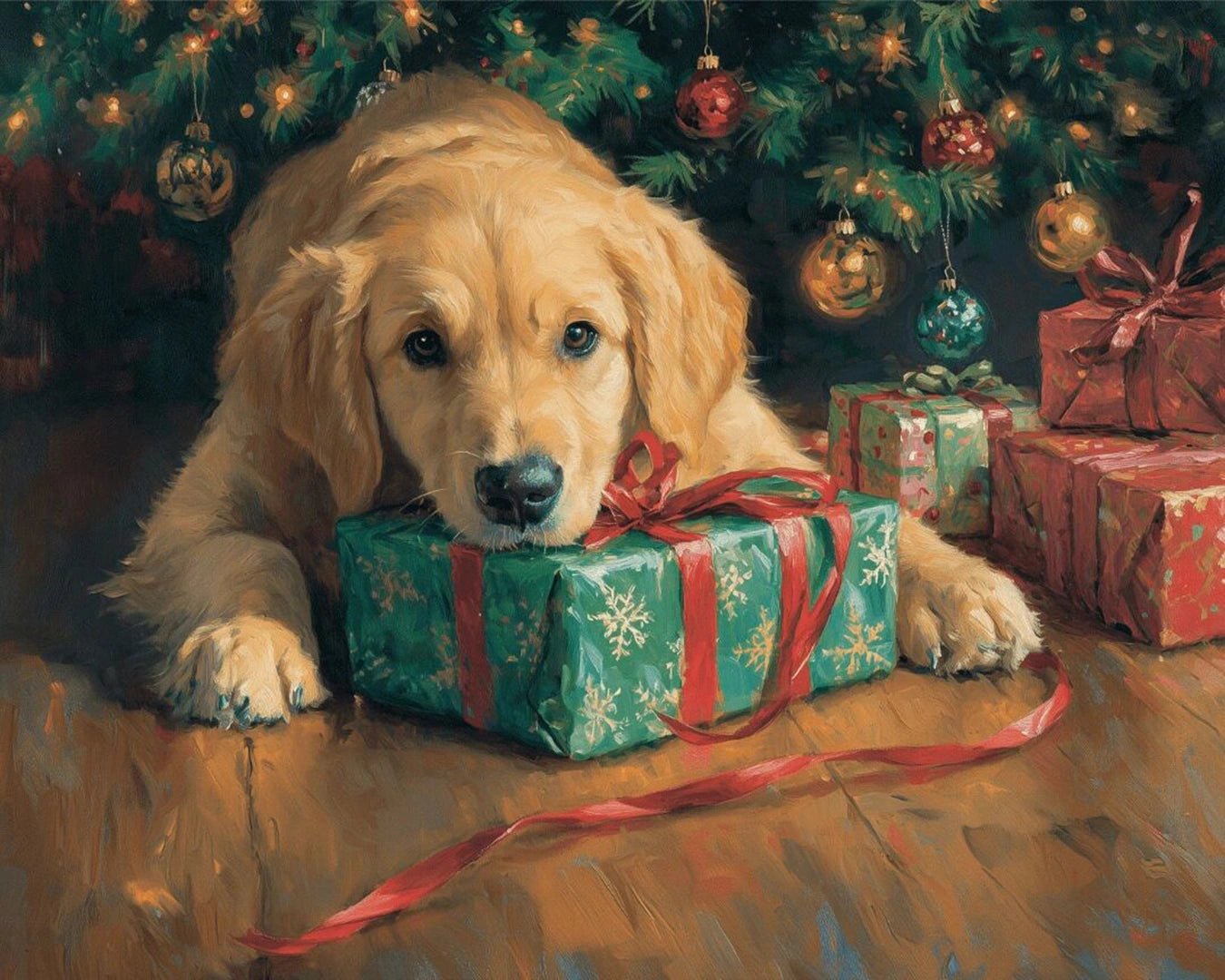 Christmas Morning Puppy paint by numbers kit